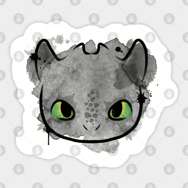 Watercolor Toothless Sticker by Eilex Design